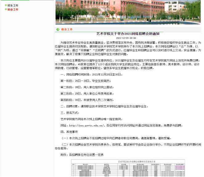 艺术学院召开网络就业招聘会